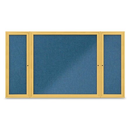 United Visual Products Indoor Enclosed Combo Board, 48"x36", Gold Frame/White Porc & Cobalt UVCB4836G-WHTPORC-COBACC